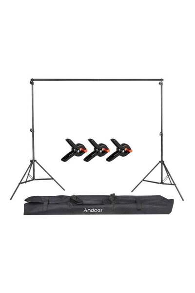 Andoer مجموعة حامل خلفية تصوير استوديو قابلة للتعديل، مكونة من 5 قطع - أسود
