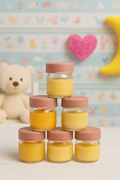 CKM silikon 6 Adet 41 ML Cam Bebek Mama Taşıma Saklama Kabı Sızdırmaz Bej