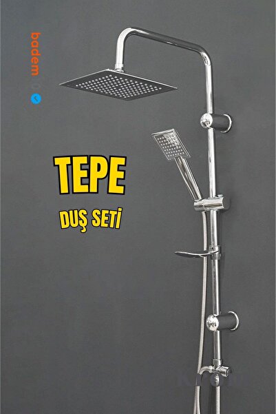 Badem10 Kare Robot Tepe Duş Seti Takımı Yağmurlama Kare Banyo Duş Başlığı Sis...