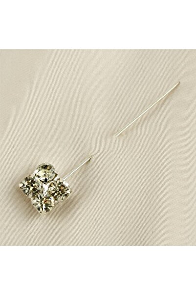 Genel Markalar MTXDPN Kare Taşlı Eşarp (162501) İğnesi-Gümüş Rengi