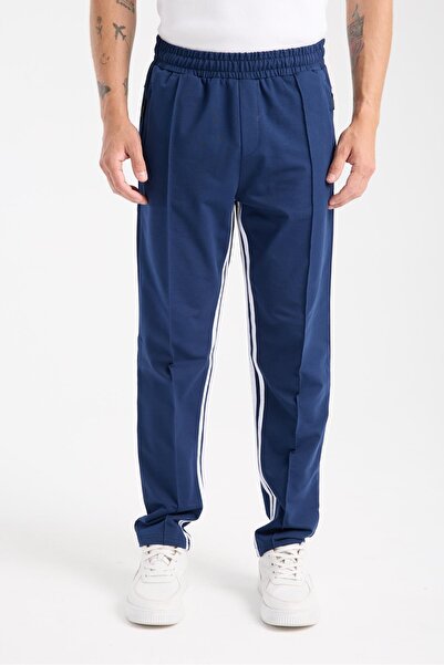 MYSPORT 6005 بنطال رياضي رجالي من Indigo بحزام خصر مطاطي وجيب جانبي بسحاب وشر...