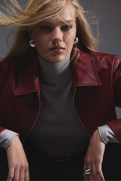 Tailors Room Leather Short Jacket - Red