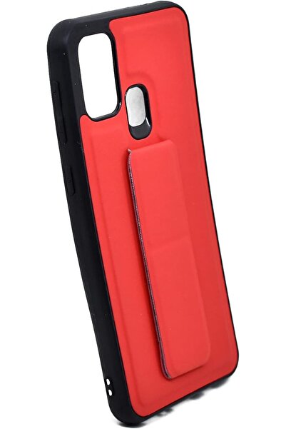 Generic Premium protective wrist-strap case with stand for Samsung Galaxy M31 (Red) - Thermoplastic Polyuret
