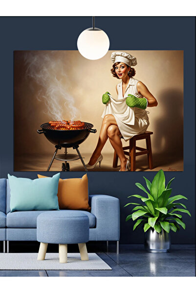 KanvasSepeti Barbecue Izgarada Vopsea în ulei de înaltă calitate texturat Can...