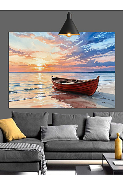 Artmeg Pânză decorativă cu apus de soare și sandale roșii pe mare - Masă din ...