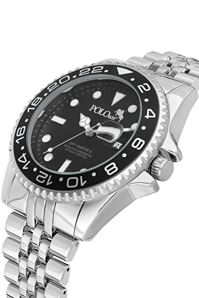 Polo Air Mercek Calendar Rotating Case Men's Wristwatch Silver Black Color Pl-7029E1X