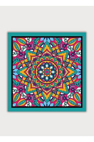 POZİTİF MRK Green Light Mandala Twill Satin Multi-Color Scarf 58Cmx58Cm