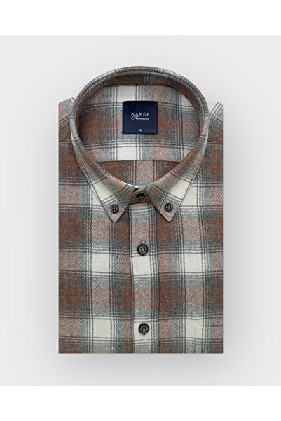 KAMER Regular Fit Winter Long Sleeve Button-Up Collar Plaid Multi-Color Shirt 3870g