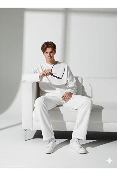 ribana Unisex Crew Neck Printed Pockets Long Sleeve 2-Piece Set