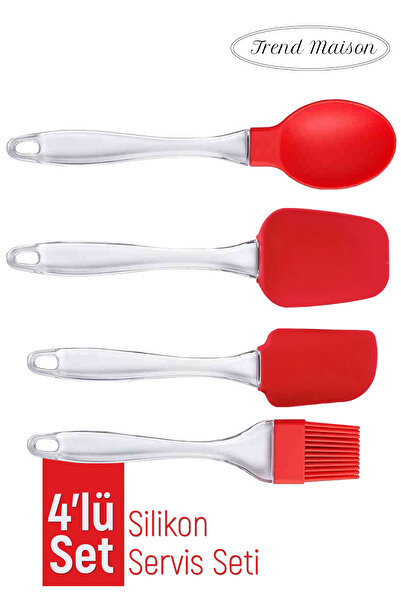 Trend Maison Set of 4 Fireproof Non-Stick Kitchen Pastry Silicone Egg Brush Spoon Spatula Set