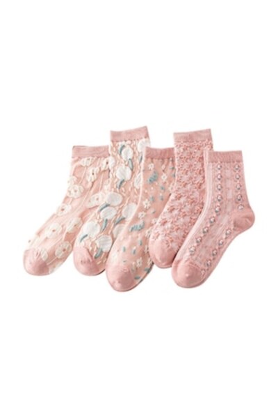 OEM - Women's patterned socks, EU 37-39, pink, 5 pairs