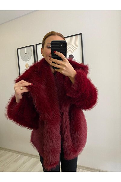 TB Butik Soft Textured Snap Closure Premium Fur Plush Coat