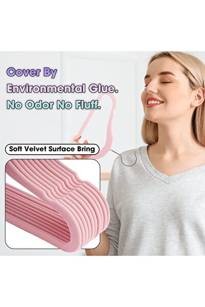 Generic Mikakoz Velvet Non-Slip Kids Clothes Hangers, 20-Pack, Space-Saving with Pink-Gold Hook (Pink)