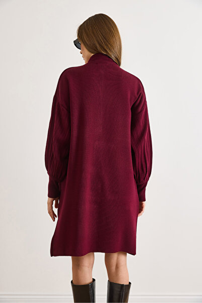 Olalook Women's Burgundy Button Detailed Coat Cardigan Hrk-19000445