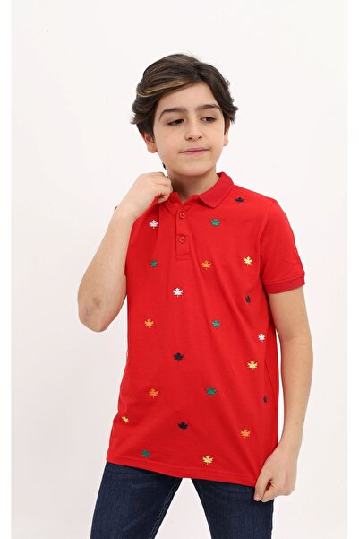 Toontoy Tricou cu mânecă scurtă, cu guler polo și nasturi, cu imprimeu pentru...
