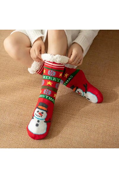 OEM 1 pair of Christmas themed fleece socks for women, non-slip, 31508-7