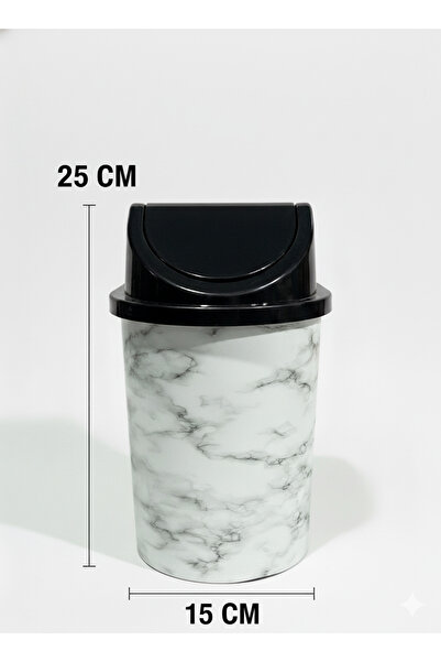 abnturk 3 Litre Click Kapaklı Küçük Boy Mermer Desen Çöp Kovası