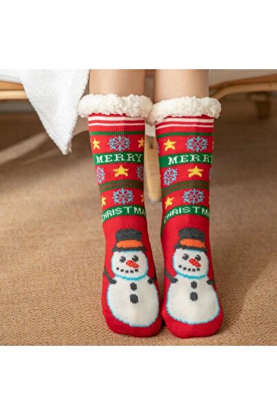 OEM 1 pair of Christmas themed fleece socks for women, non-slip, 31508-7