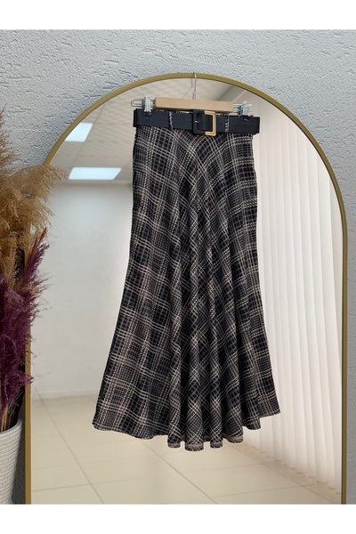 MİHRA STORE Φούστα με σχέδιο Filisia-GS6448 Μαύρη