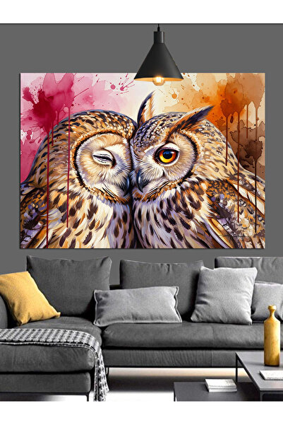 KanvasSepeti Plan apropiat Bufniță Pictură în ulei de înaltă calitate textura...