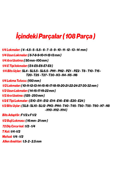Badem10 Socket Set 108 Pieces 1/2'' 1/4'' Cr-V Steel 6 Corner Socket Wrench Set Professional Repair Kit