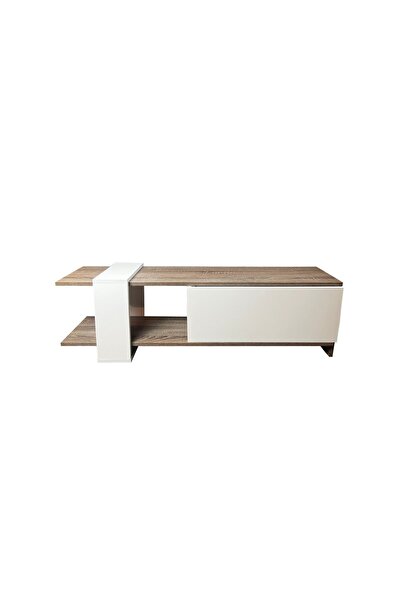 UnicSpot Heden TV cabinet, white and truffle, 120x25x37 cm