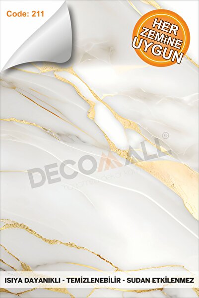 DECOMALL Suya Dayanıklı 60 x 100cm Mutfak Banyo Zemin Mermer Mobilya Fayans Yapışkanlı Folyo Kaplama CODE 211