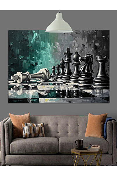 Artmeg Satranç Tahtasında Şah Kaybetti Dekoratif Kanvas - Mdf Ahşap Tablo