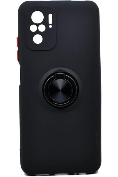 Generic Invisible Car Case with Magnetic Holder & Finger Ring TPU for Xiaomi Redmi Note 10 / 10s (Black)