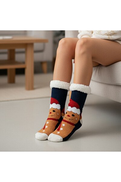 OEM 1 pair of Christmas themed fleece socks for women, non-slip, 31508-4