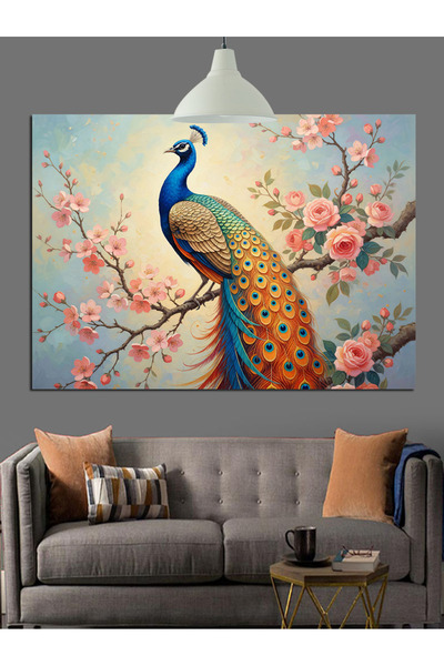 KanvasSepeti Păun de primăvară Pictură în ulei de înaltă calitate texturat Pâ...