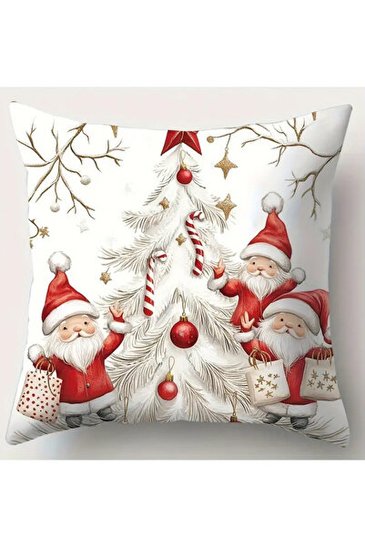 CN 4Pcs Festive Christmas Pillow Covers - Santa Claus, Gnome, Snowman Deer Polyester Pillowcases
