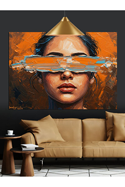 KanvasSepeti Față de femeie abstractă Pictură în ulei de înaltă calitate text...