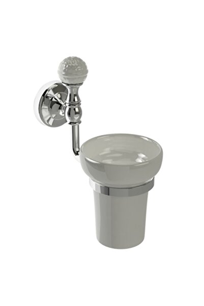 Maison Mex Glass holder, VERSAILLES, L.8 l.16.5 H.18 cm, white/chrome