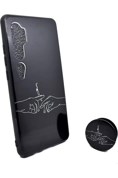 Generic Trendy Back Cover with Stand for Xiaomi Mi Note 10 / Mi Note 10 Pro - Black (Thermoplastic Polyureth