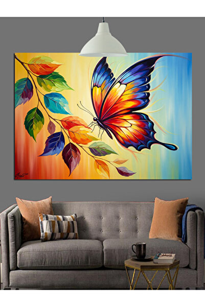 Artmeg Pânză decorativă cu momente de zbor cu fluturi colorați - Tablou din l...