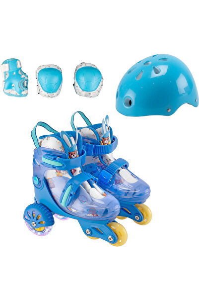 ACTION ONE Beginner roller set, S (31-34), light wheels, with helmet, protectors, bag, blue