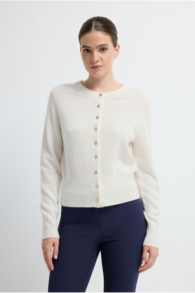 adL Düğme Detaylı Kaşmir Karışımlı Triko Hırka