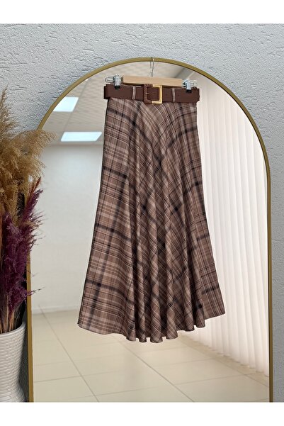 MİHRA STORE Φούστα με σχέδιο Filisia-GS6448 Mink