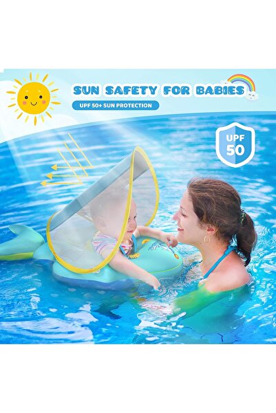 ZeeSquare No Flip Over Baby Pool Float with Canopy UPF50+ Sun Protection (3-36 Months)