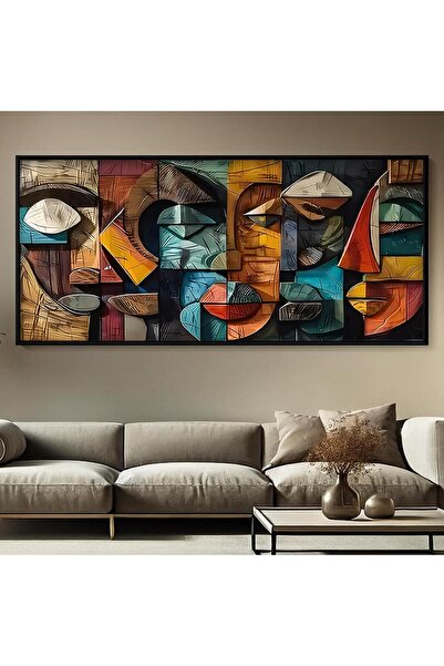 4gdran Abstract canvas painting with a black hollow frame