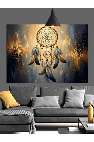 Artmeg Dream Catcher Figurină cu pene de vânt Pânză decorativă - Tablou din l...