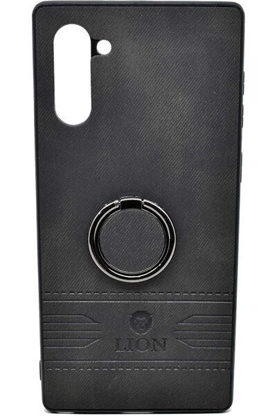 Lion Luxury leather back case with stand for Samsung Galaxy Note 10 by (Black)