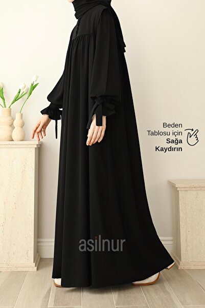 ASİLNUR Zeynep Sleeve Tie Dress Black