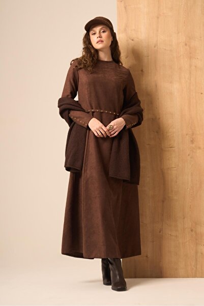 FTZ WOMEN Kadın Süet Elbise Acı Kahve 31219