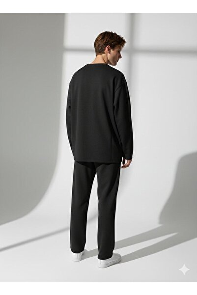 ribana Unisex Crew Neck Printed Pockets Long Sleeve 2-Piece Set