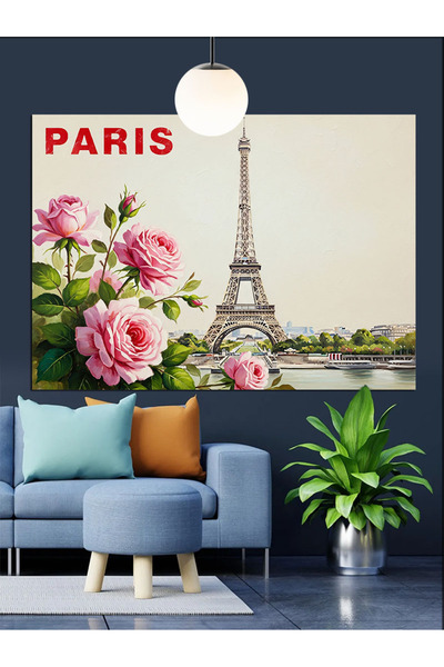 KanvasSepeti Turnul Eiffel Floare Pictură în ulei de înaltă calitate texturat...