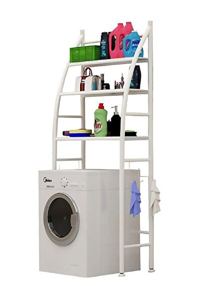 AGD أرفف متعددة الأغراض بثلاث طبقات فوق الغسالة باللون الأبيض