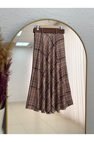 MİHRA STORE Φούστα με σχέδιο Filisia-GS6448 Mink