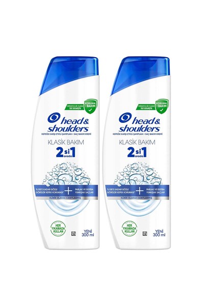 Head&Shoulders 2'si 1 Arada Klasik Bakım Kepek Karşıtı Şampuan 300ml x 2 Adet